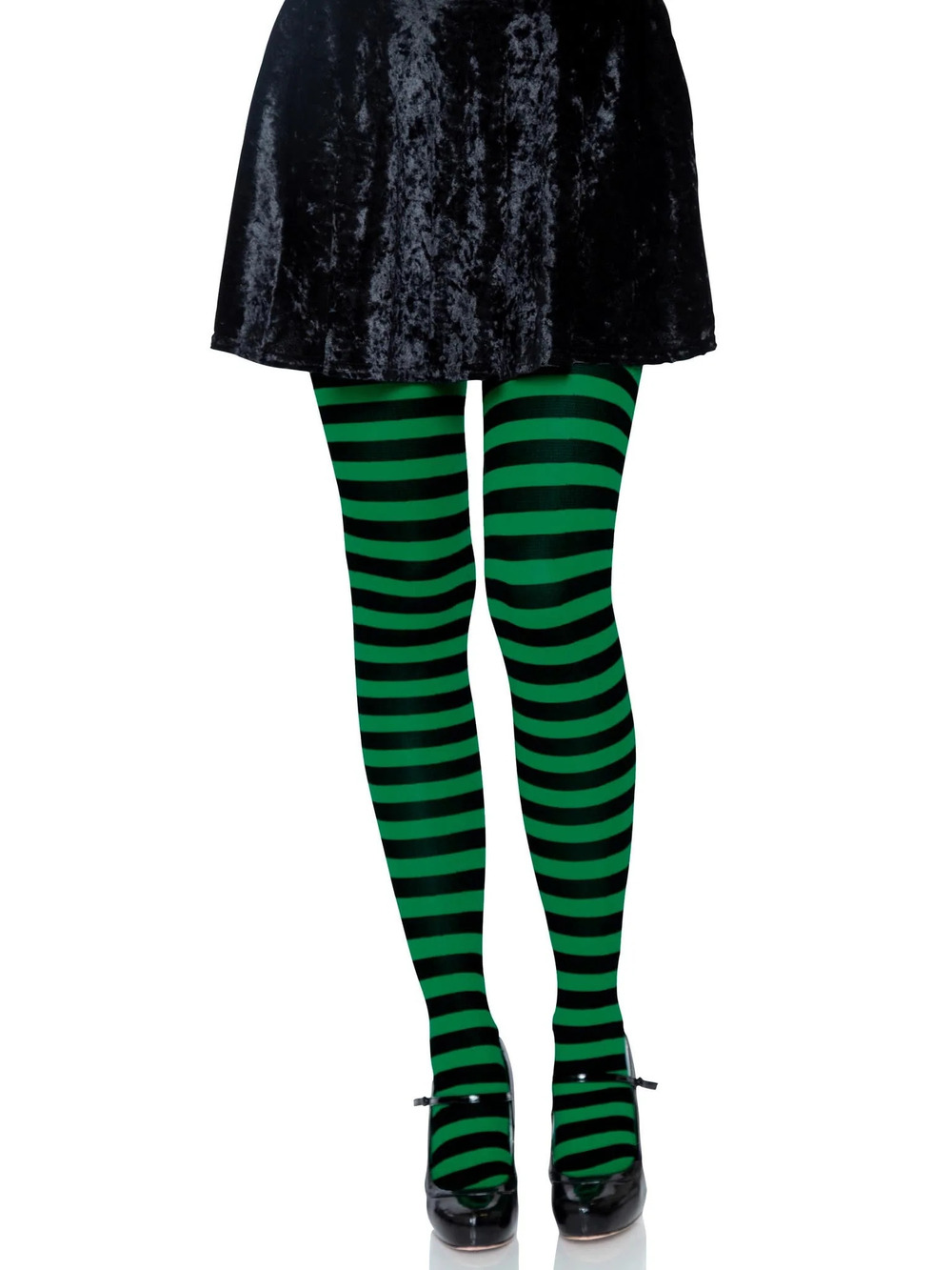 Leg Avenue - Jada Striped Women's Tights - Black/Kelly Green